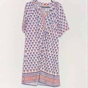 Oliphant Orange Blue Pocket Dress Size XXL Cotton Bohemian Resort
